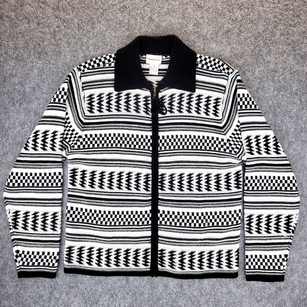 Crystal Kobe Sweater Womens M Black‎ White Retro Norwegian Ski Scandi 80s 90s